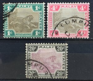 Malaya Federated Malay States FMS 1900 Tiger 3V Crown CA Used M1848