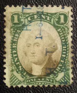 US Scott #RB1b Used Fine 1c Green Revenue Proprietary Stamp (1874):