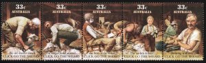 Australia SC#987A 33¢ Click Go the Shears Strip of Five (1986) MNH