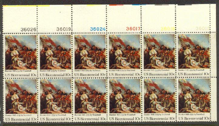 US Stamp #1564 MNH Battle of Bunker Hill Plate Block 12