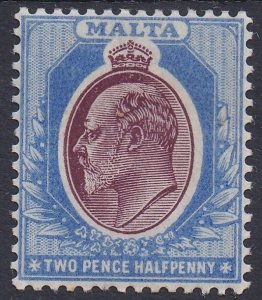 MALTA 1903 KEVII 21/2D WMK CROWN CA