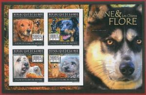 FRENCH GUINEA - ERROR, 2011 IMPERF SHEET: DOGS, Domestic Animals, Flora & Fauna