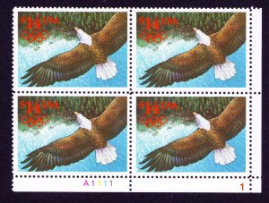 2542 Eagle In Flight Olympic Rings Express Mail $14 Stamp Plate Block 1991 LR