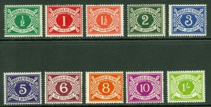 SG D5-D14 Ireland 1940-70. ½d to 1/- set of 10 Postage dues. Mounted/unmounted..