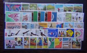 Lesotho 1968 1974 sets WHO Scouts Youth Siege UPU Olympics Food Tourism MNH 