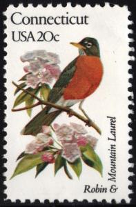 SC#1959 20¢ State Birds & Flowers: Connecticut (1982) MNH