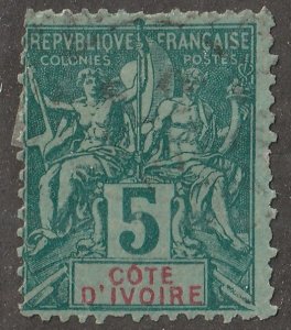 Ivory Coast, stamp, Scott#4,  used, hinged,  15,