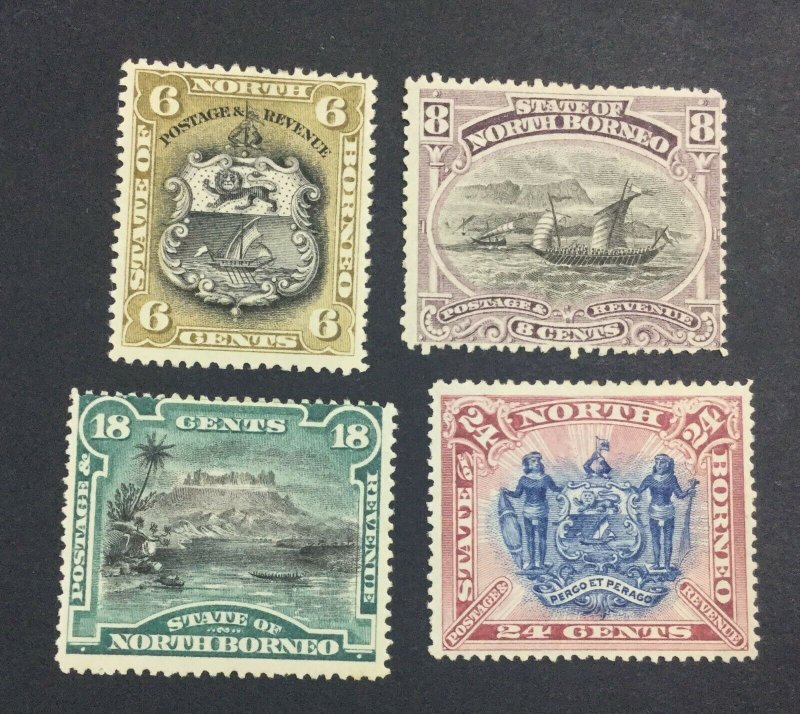 MOMEN: NORTH BORNEO SG #73a,74b,78-79 1894 MINT OG H £66 LOT #6956