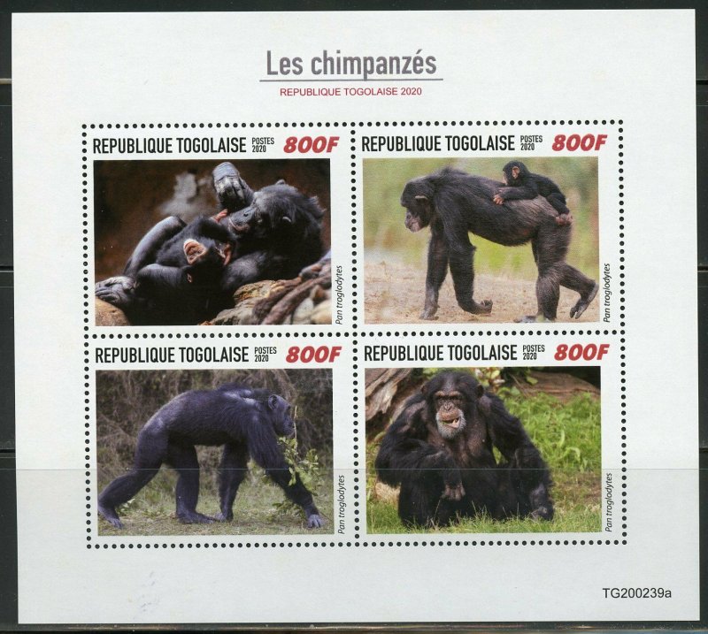 TOGO 2020 CHIMPANZEES SHEET MINT NEVER HINGED