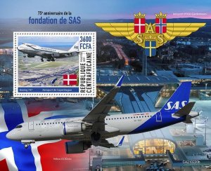 Central African Rep 2021 MNH Aviation Stamps SAS Scandinavian Airlines Aircraft