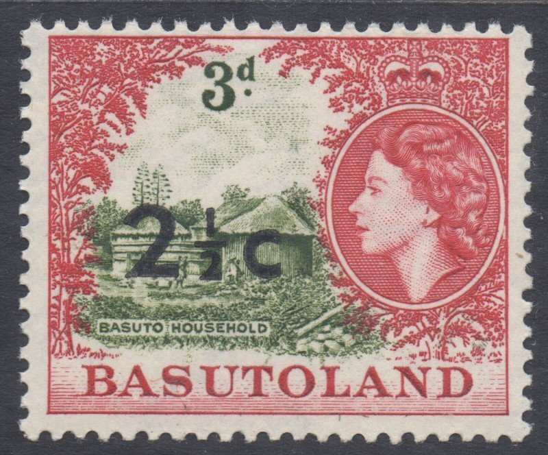 Basutoland Scott 64a - SG61, 1961 Elizabeth II 2.1/2c Type I MH*