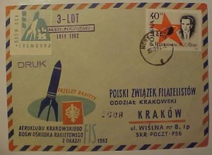 POLAND ROCKET LABLE 25 FEB 1962 CACHETED