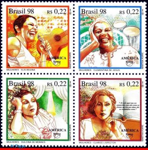 2666A BRAZIL 1998 FAMOUS BRAZILIAN WOMEN, SINGERS, UPAEP, MI# 2809-12, SET MNH