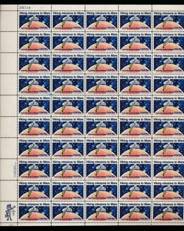 UNITED STATES (US) 1759 15c VIKING MARS SPACE MINT NH SHEET OF 50