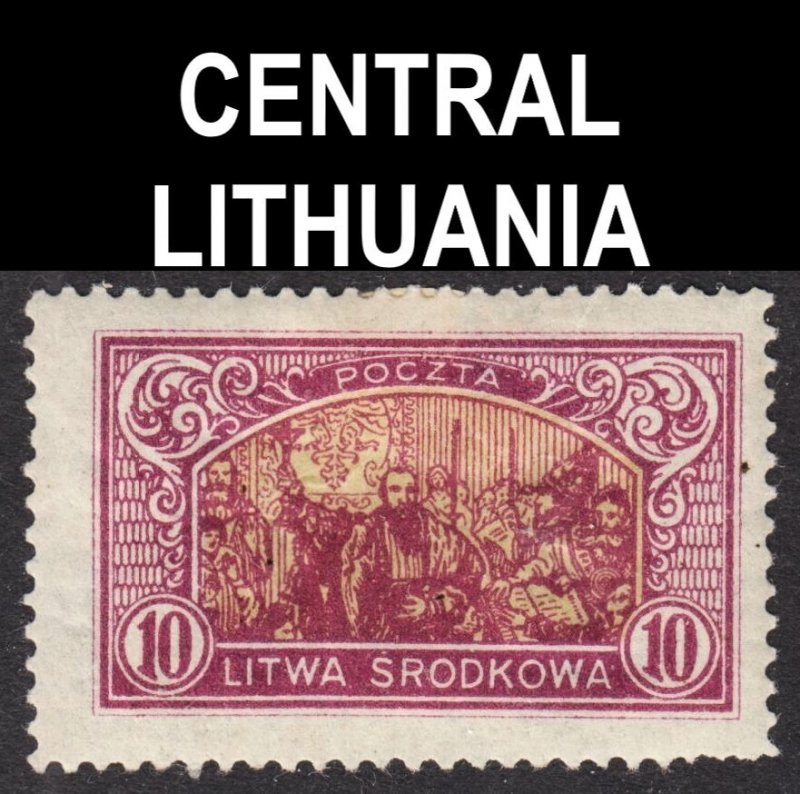 Central Lithuania Scott 41 perf 13 1/2 F+ mint OG HHR. Lot # B. FREE...