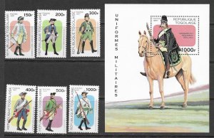 Togo 1764-70 MNH Uniforms set cpl.  X 10 sets , vf.   2022 CV $165.00