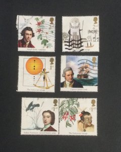 GB 2018 Captain Cook Endeavour. Set of 6 used stamps off paper.