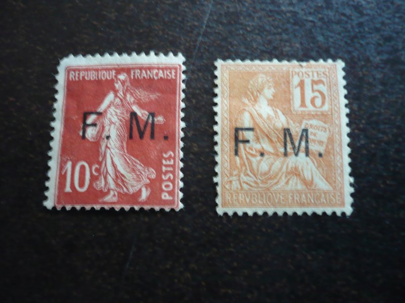 Stamps - France - Scott# M1, M5 - Mint Hinged Part Set of 2 Stamps