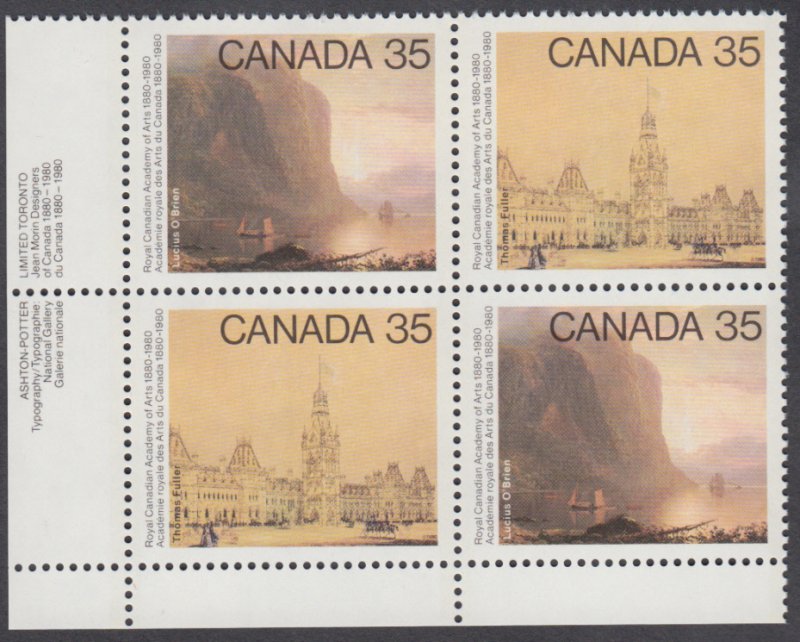 Canada - #852a Academy Of Arts Plate Block - MNH