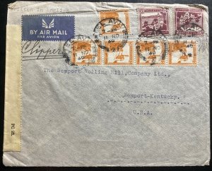 1940 Tel Aviv Palestine Censored Airmail cover to Newport KY USA Via Clipper