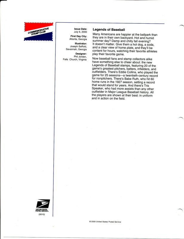 US MNH STAMPS ON USPS COMMEMORATIVE STAMP CLUB PANELS  ISSUED 2000    (0010)