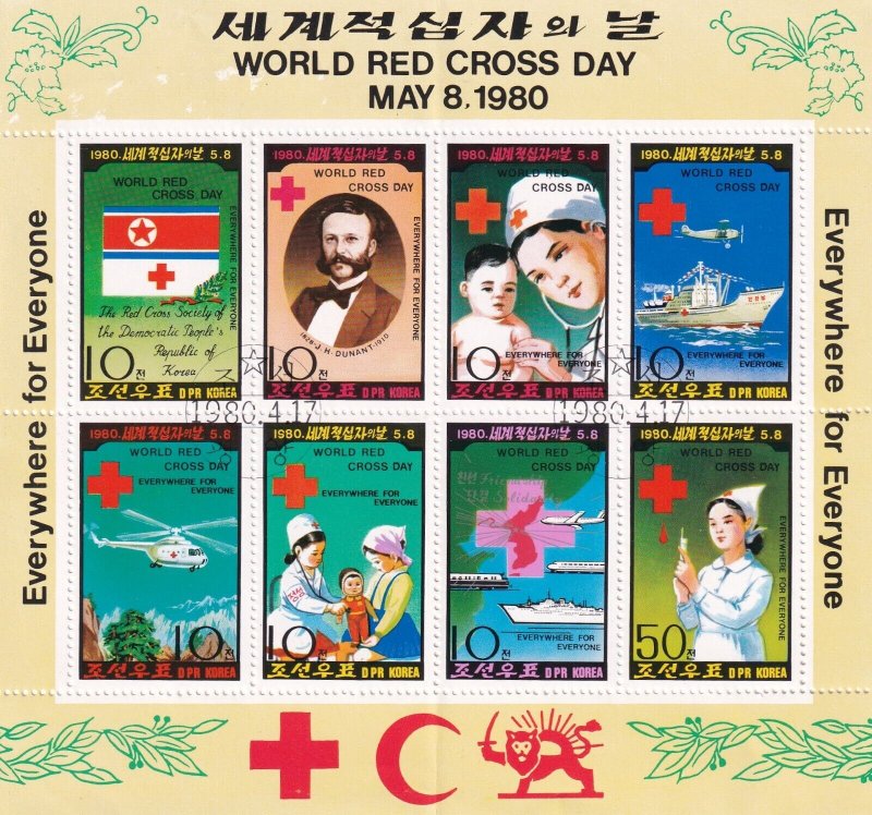 SA18f Korea 1980 World Red Cross Day Used Souvenir Sheet