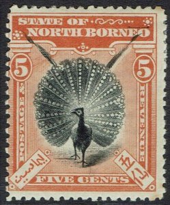 NORTH BORNEO 1897 BIRD 5C PERF 13.5 - 14