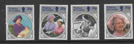 TRISTAN DA CUNHA #372- 375  1985 QUEEN MOTHER 85TH BIRTHDAY    MINT VF NH  O.G