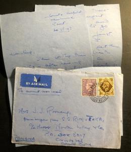 1947 Pembury England Airmail Cover To Cristobal Canal Zone Panama W Letter