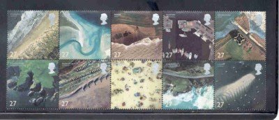 Great Britain Sc 2038a 2002 Coast Line Photos stamp block mint NH