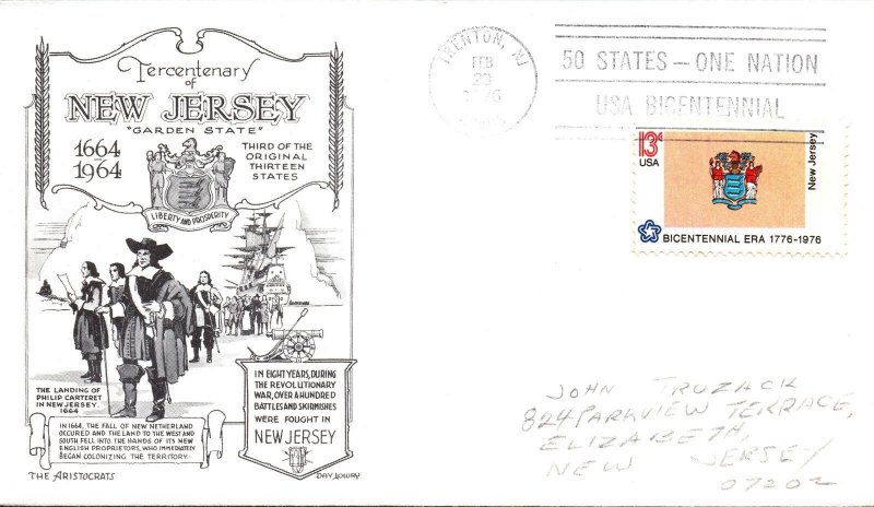 US SPECIAL EVENT CANCELLATION COVER 50 STATES ONE NATION TRENTON NEW JERSEY 1976