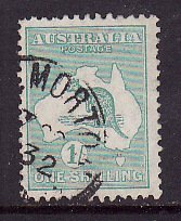 Australia-Sc#98- id10-used-1sh blue green Kangaroo-1929-30-