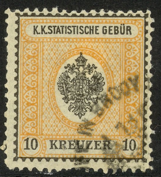 AUSTRIA 1891 10kr STATISTICAL TAXES Revenue Bft.3 VFU