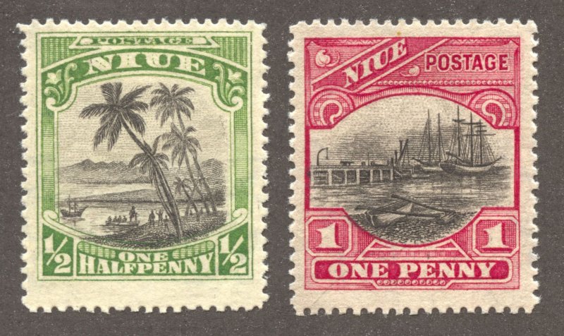 Niue Scott 41-42 Unused HOG - 1925-26 Captain Cook/Avarua, Wmk 61 - SCV $4.75