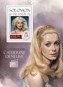 Solomon Islands - 2014 Catherine Deneuve 70th-Souvenir Sheet-19M-366