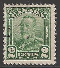 Canada 1928 King George V, 2 cent, green, Scott #150, used