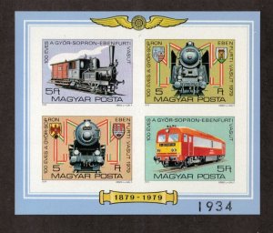 Hungary Sc 2608 MNH Imperf S/S of 1979 - Trains - HM05