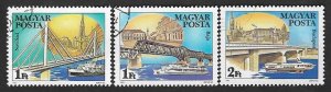 SD)1985 HUNGARY SHORT SERIES OF BRIDGES OVER THE DANUBE, 3 STAMPS CTO