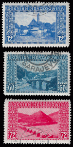 Bosnia & Herzegovina 1912 Sc 62-64 Scenic Bosnia uvf set