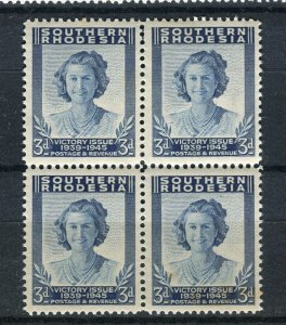 RHODESIA; 1946 early GVI Victory issue fine MINT MNH BLOCK of 4