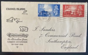 1948 Guernsey Channel Islands Liberation Frst Day Cover FDC w/ cachet to Southam
