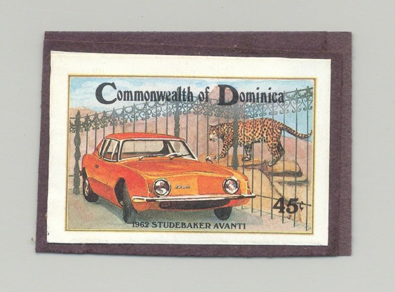 Dominica #811 Automobiles, Wild Cat 1v Imperf Proof Mounted on Card