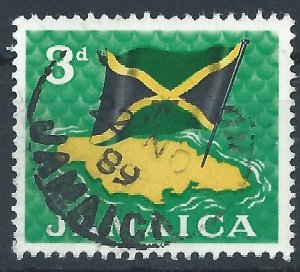 Jamaica 1964 - 3d flag & map - SG221 used