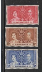 BARBADOS #190-192 1937 CORONATION ISSUE MINT VF LH O.G