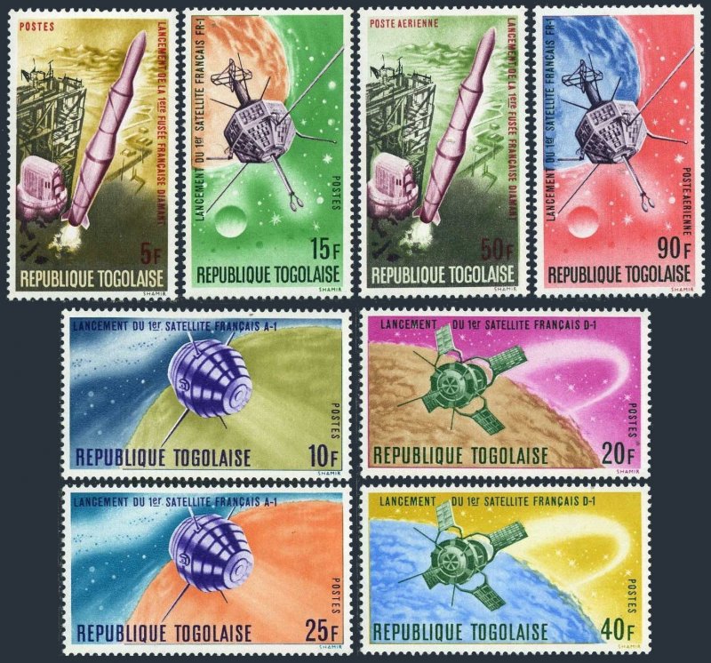 Togo 593-598,C65-C66,MNH.Michel 559-566. French achievements in Space,1967.