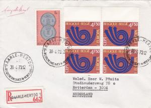 Belgium 1973 4f50 block Europa on Registered Cover to Holland  Colorful Usage VF