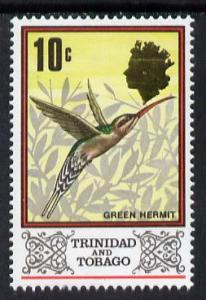 Trinidad & Tobago 1976 Green Hermit 10c def with wmk ...