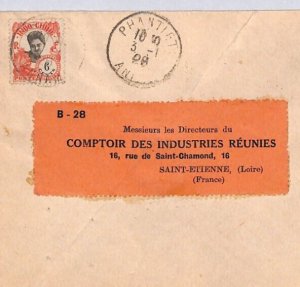 France Cols INDOCHINA Cover *PHANTIET* CDS Vietnam Maritime 1928 St Etienne YF25