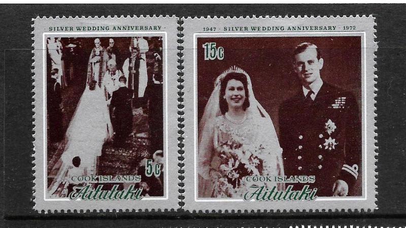 AITUTAKI  1972   SILVER WEDDING   SET 2    MLH     Sc 51/52