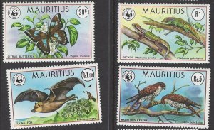 Mauritius #469-72 MNH set, WWF various animals, issued 1978
